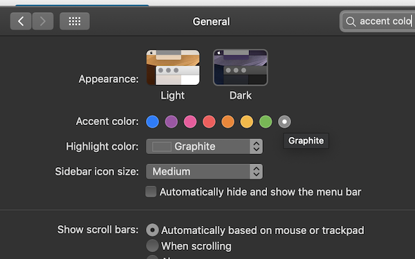 Screenshot of Mac spaces preferences