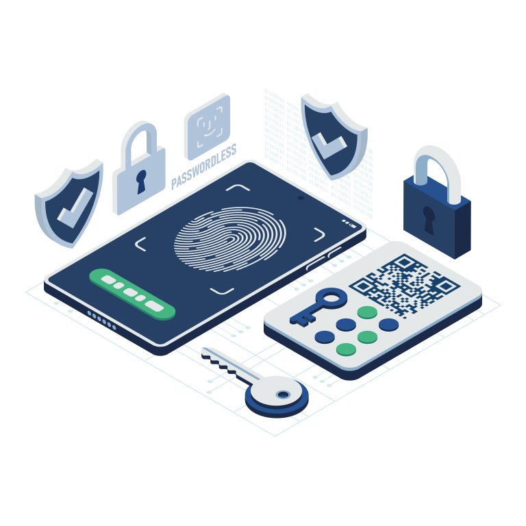 Clip art of devices being protected by security measures